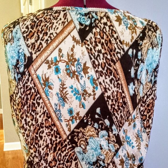 jtb Blue & Brown Animal Print Sleeveless Tank Top - Picture 2 of 5